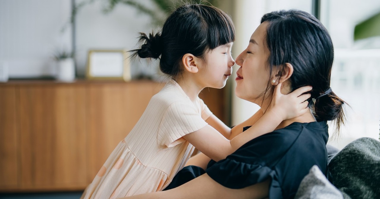 Happy mom and daughter sweet mother